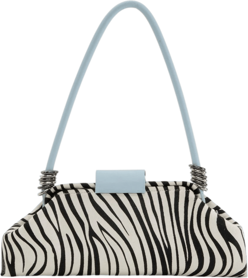 Zebra Hair-On Baguette Bag with Rings