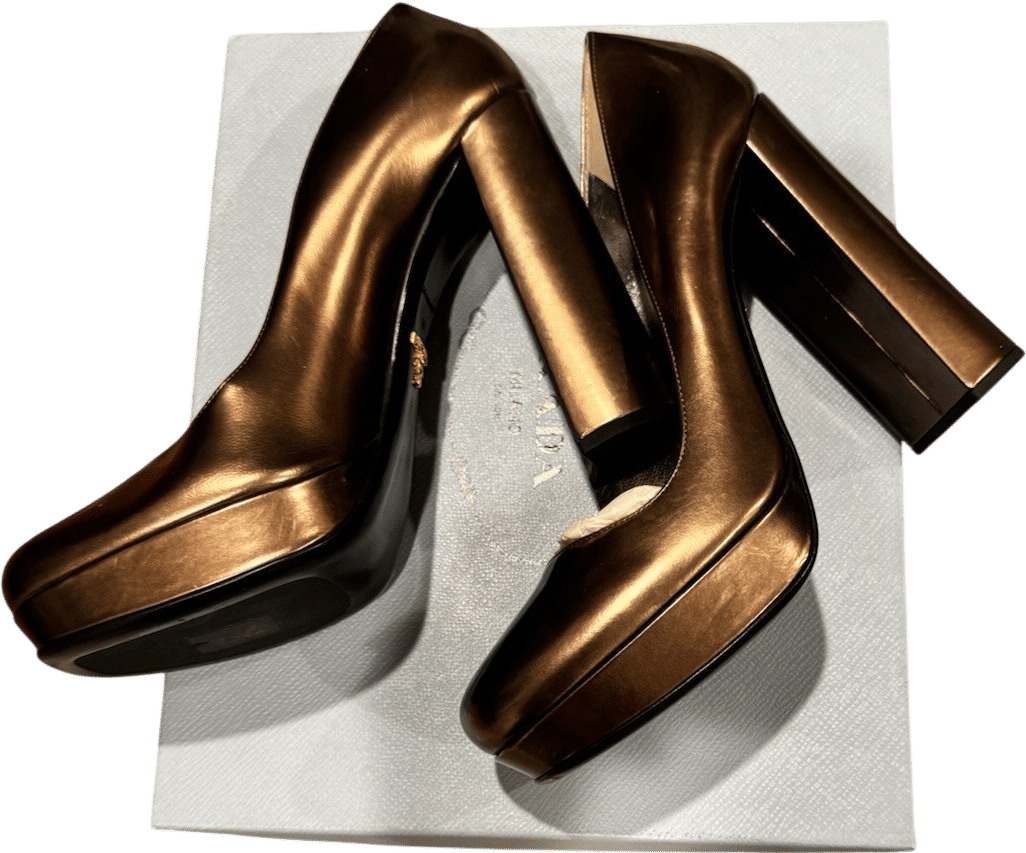 Prada Bronze Platform Heels