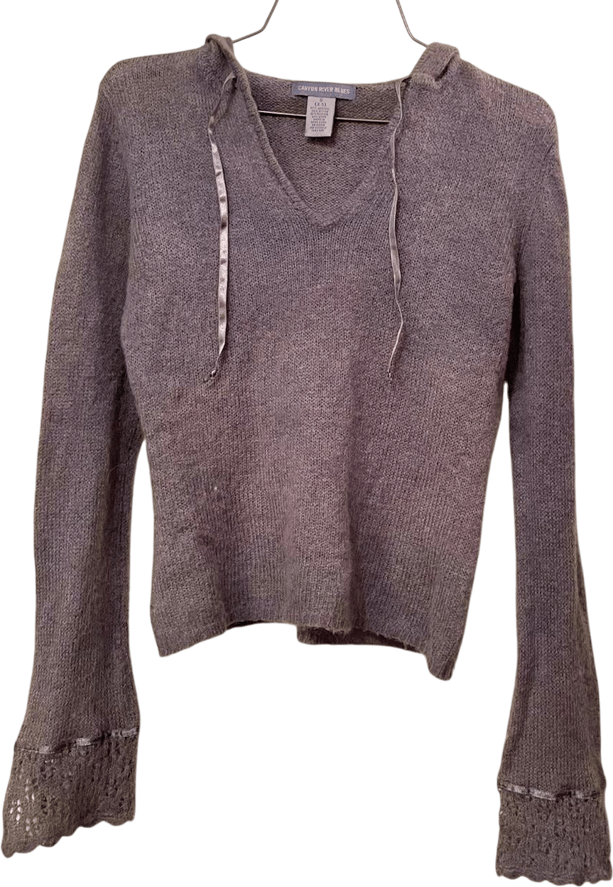 Canyon River Blues Grey Hooded V-Neck Sweater
