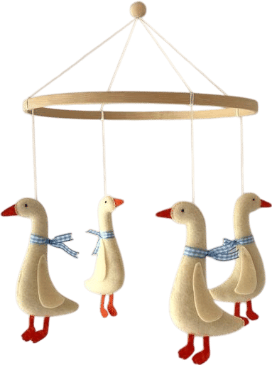 Duck Nursery - Baby Mobile Goose Blue Ribbon - Baby Mobile Boys - Crib Mobile - Goose Baby Shower - Felt Goose