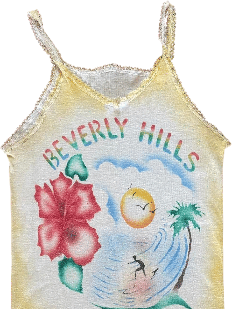 Vintage Hibiscus and Surfer Yellow Vest