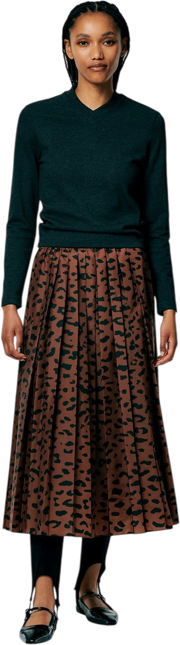 Recycled Sporty Nylon Cheetah Pleated Skirt