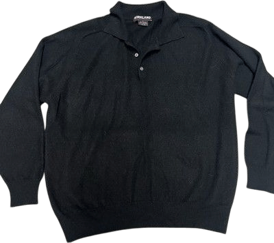 Kirkland Signature Sweater Mens XL Black 100% Cashmere Henley Collar Polo L/S | eBay