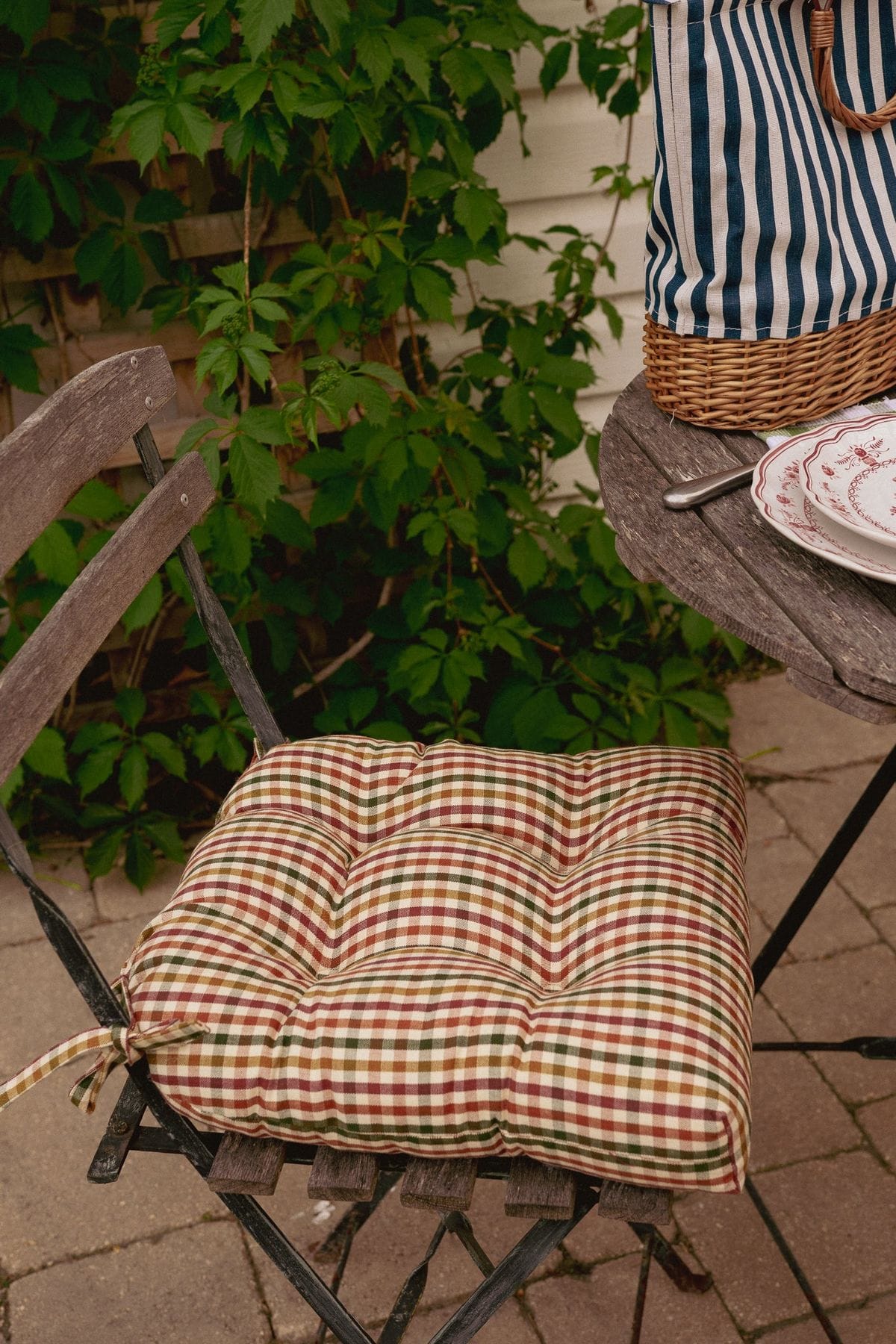 Tufted Chair Pad - Mini Cambridge Check from June Home Supply.