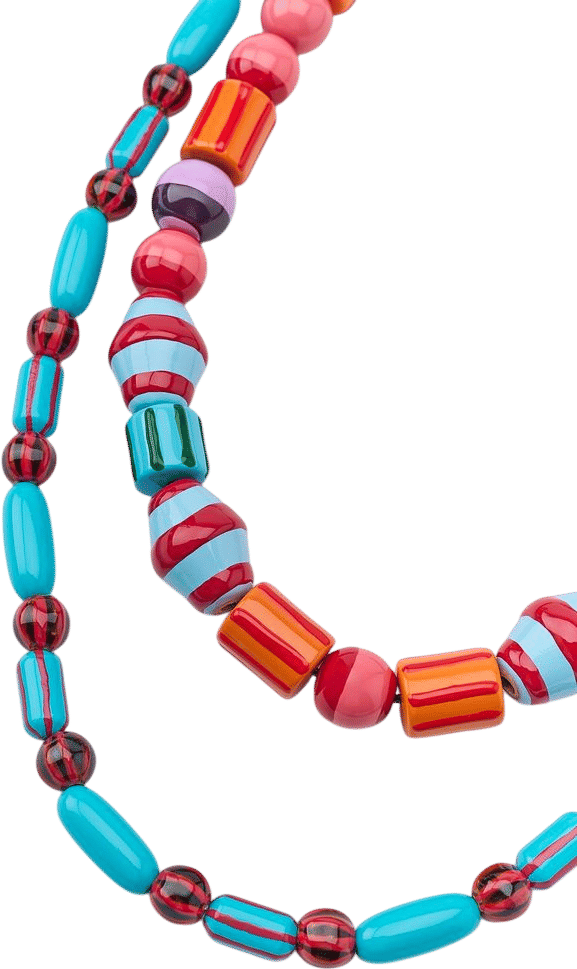 Pack of 2 Striped Bead Necklaces