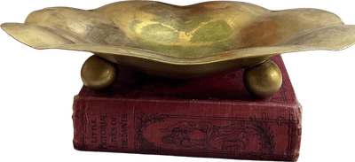 Vintage Scalloped Footed Brass Bowl