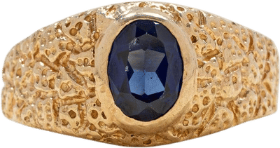 Bezel Set Synthetic Sapphire Textured Ring