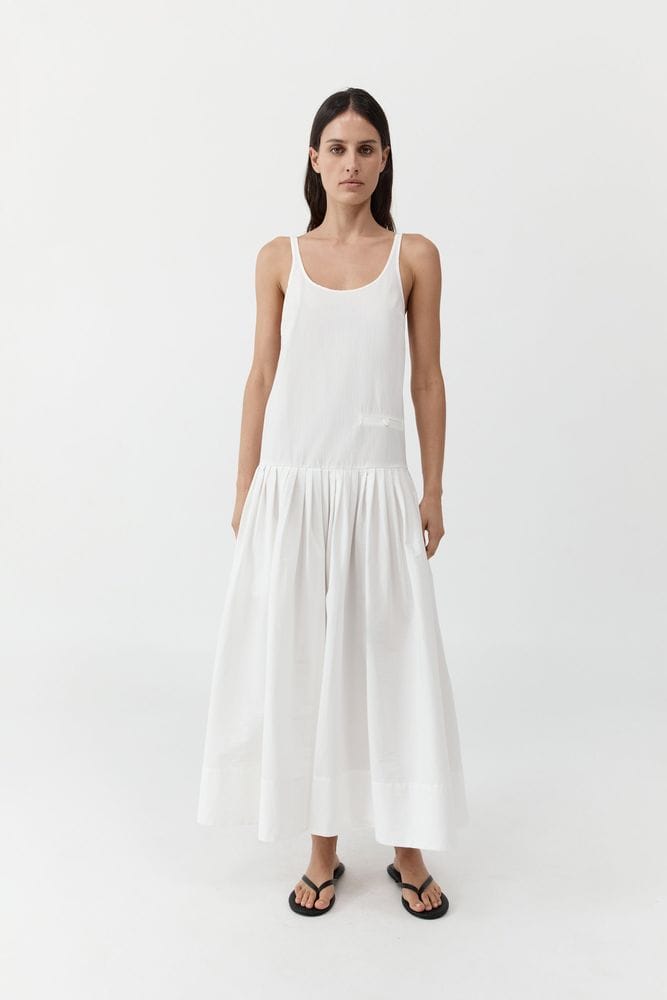 Relaxed Pleat Dress - Off White