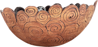 Vintage Swirled Wooden Decorative Bowl