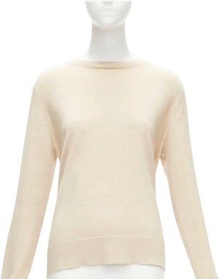 OLD CELINE Phoebe Philo beige wool silk knot tie back cut out sleeves sweater M