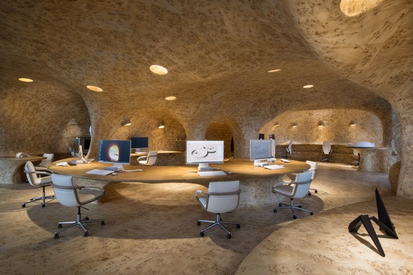 Mexico City Cave Office by Javier Senosiain