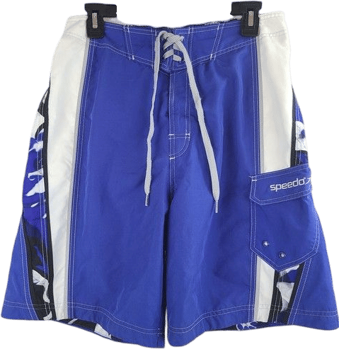 Speedo Men's Blue & White Mesh Lined Board Shorts