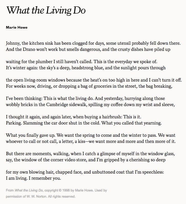 What the Living Do by Marie Howe