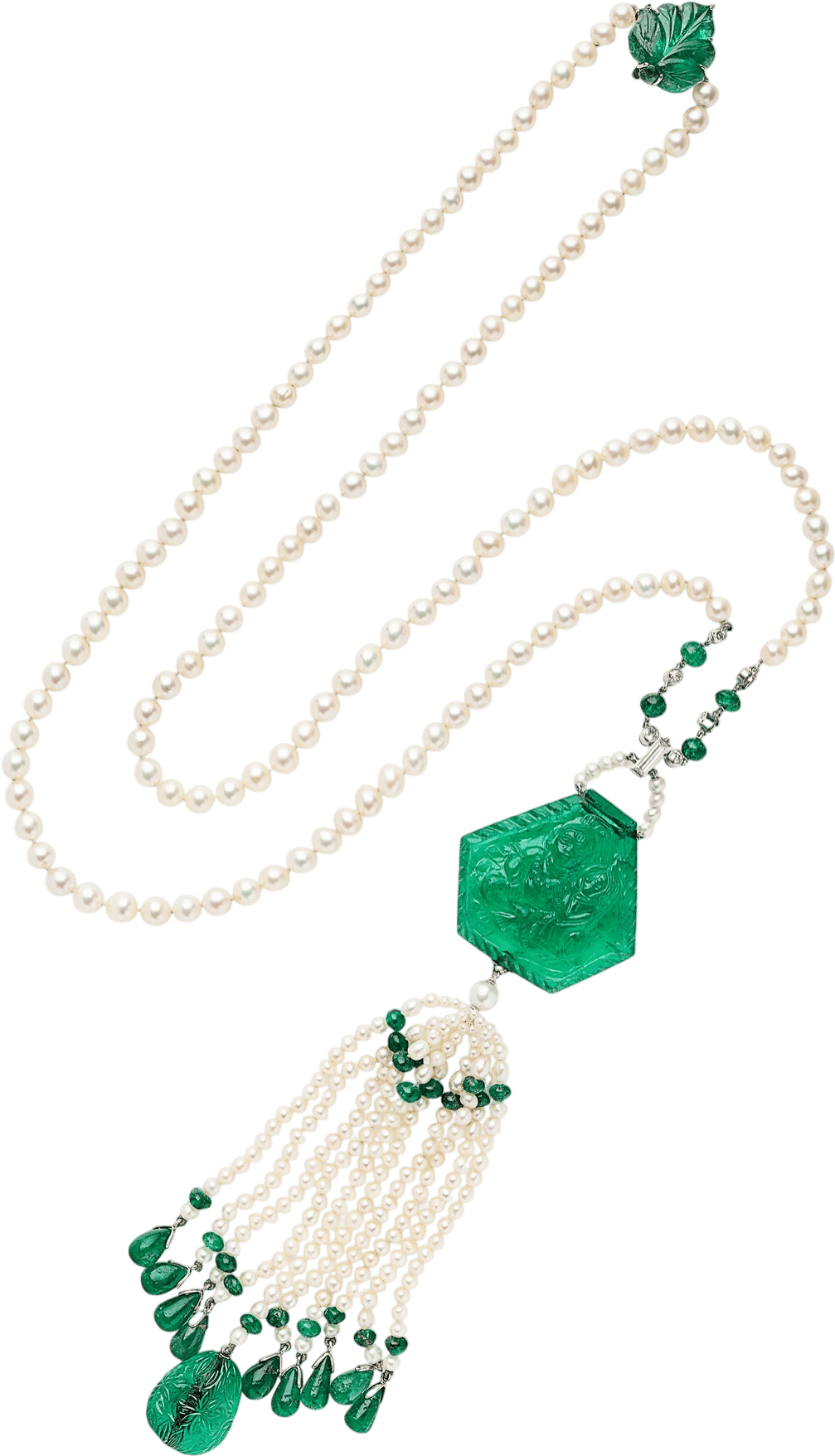 Art Deco Cartier Emerald, Pearl and Diamond Sautoir (1925)