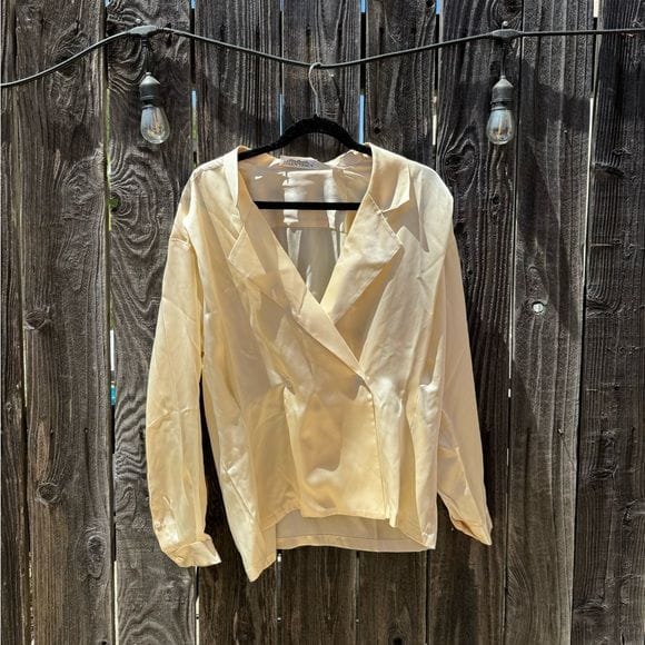 Double-Breasted Silk Cream Blouse