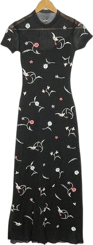 1990s Vivienne Tam Mesh Embroidered Dress