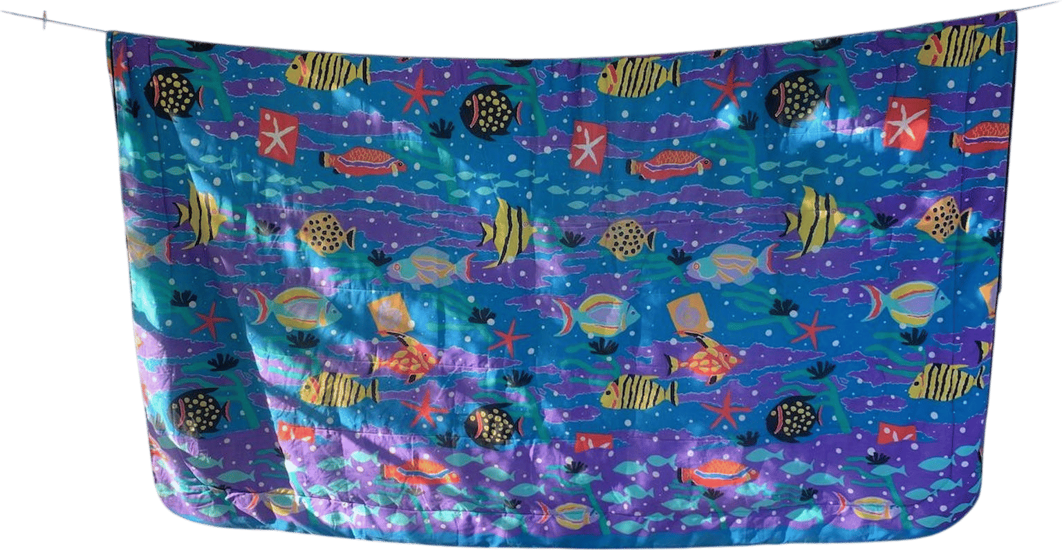Vintage 1980s Full/Double Comforter Reef Fish Under The Sea Cheryl Johnson 84x100