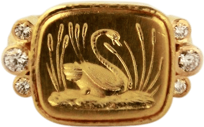 Elizabeth Locke Jewels Gold and Diamond 'Swan' Ring