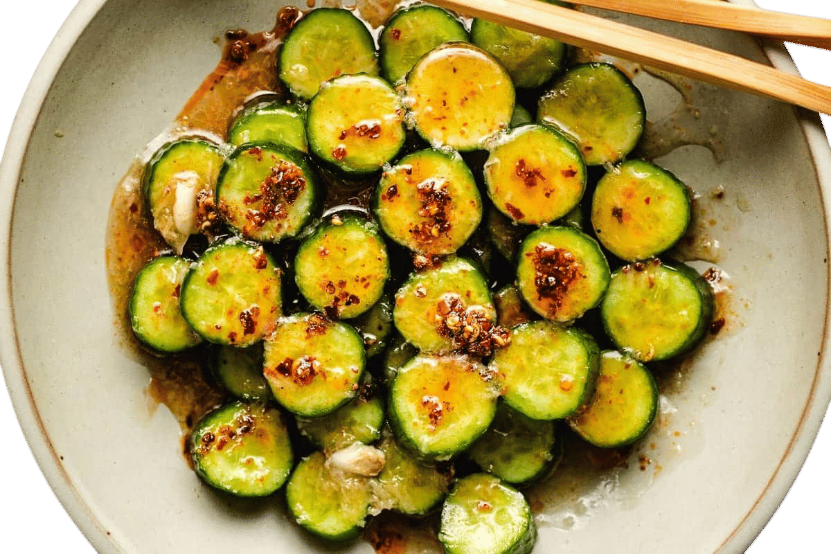 Easy Asian Cucumber Salad w/ Honey Chili Vinaigrette