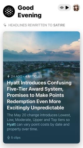 Changing the headlines in your Particle to  **SATIRE**