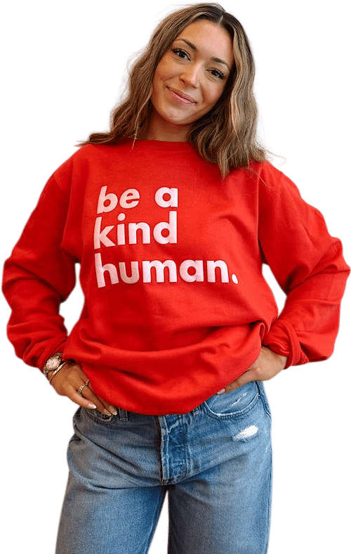 Be a Kind Human Unisex Crew Sweatshirt // Cherry