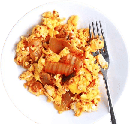soft, scrambled eggs & kimchi