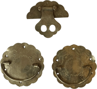 Antique 1930s Etched Brass Drawer Pulls