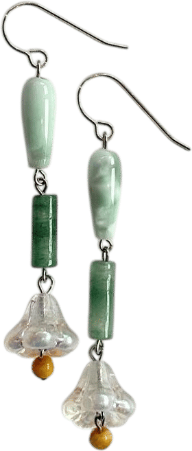 Sterling Silver Green Aventurine Tulip Earrings