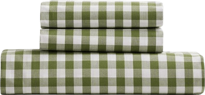 Classic Organic Percale Gingham Fitted Sheet Set