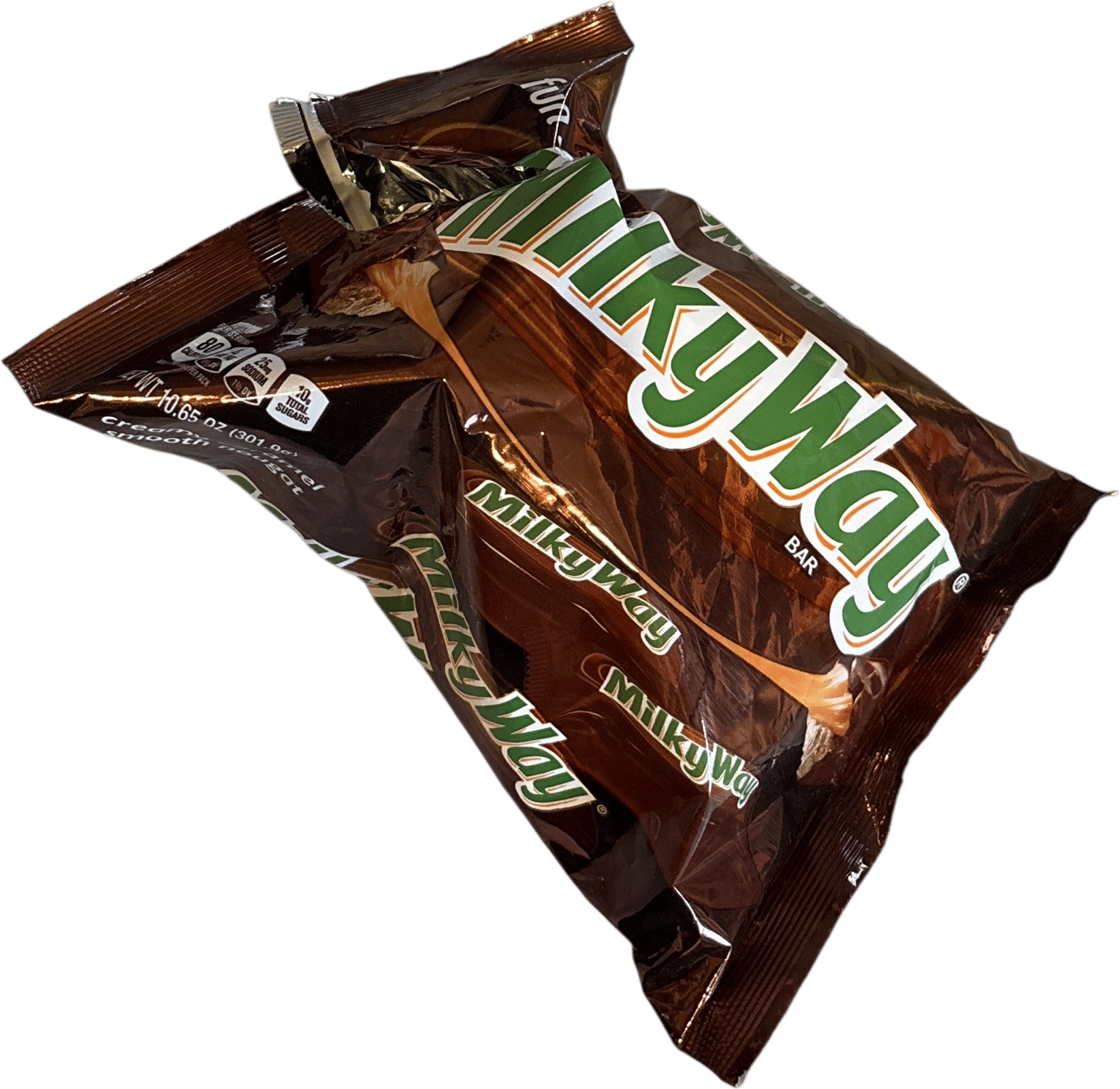 bag of fun sized milky ways out on the counter