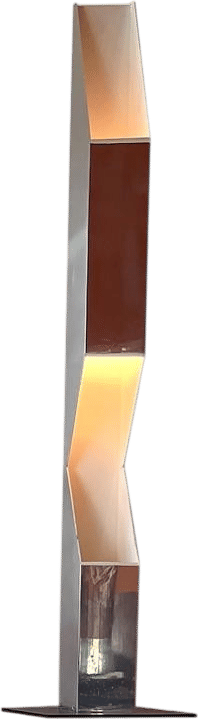 Neal Small American Mid Century Chrome Angular Standing Floor Lamp / Torchere