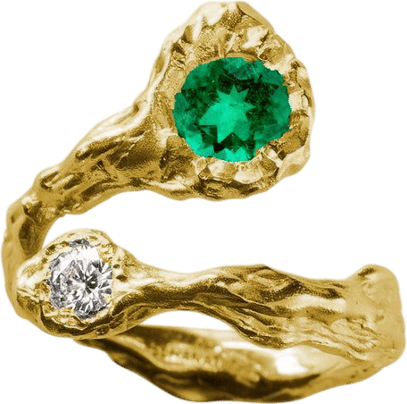 Solitaire Evie Star Emerald and Diamond Ring
