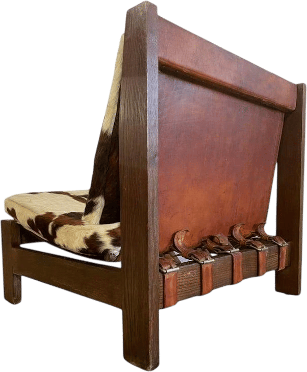 Mid Century Vintage Modern Leather Safari Chair