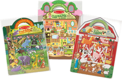 Puffy Sticker Activity Book Bundle - Farm, Safari and Chipmunk