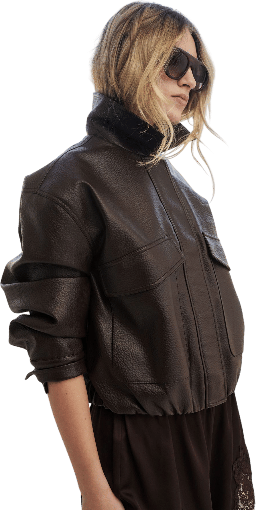 Faux Leather Bomber Jacket