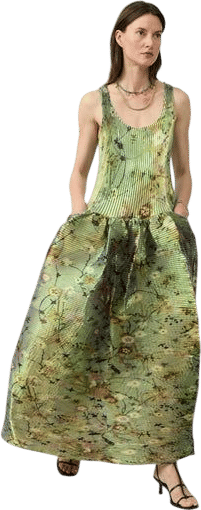 Julia Heuer Moon Pleated Dress in Iridescent Frances