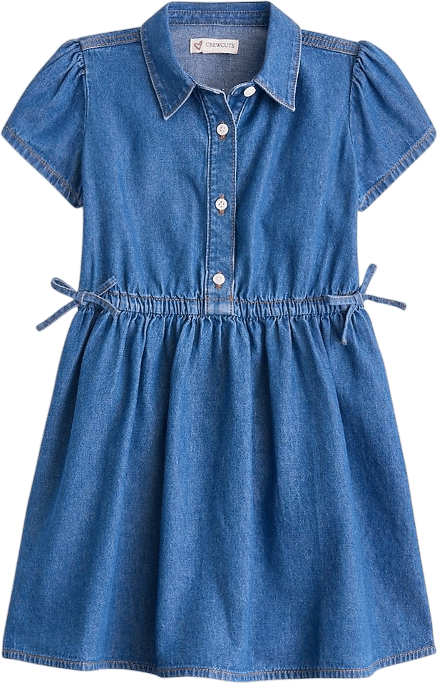Girls' Denim Bow Shirt-Dress