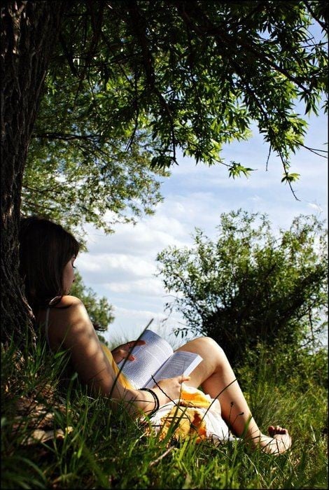 Leave your phone at home & take a book to the park/cafe instead