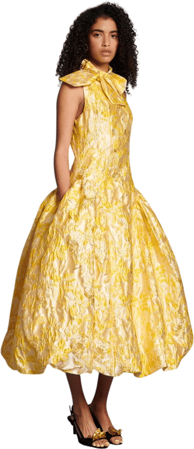 DREAM Ochre Jacquard Midi Dress
