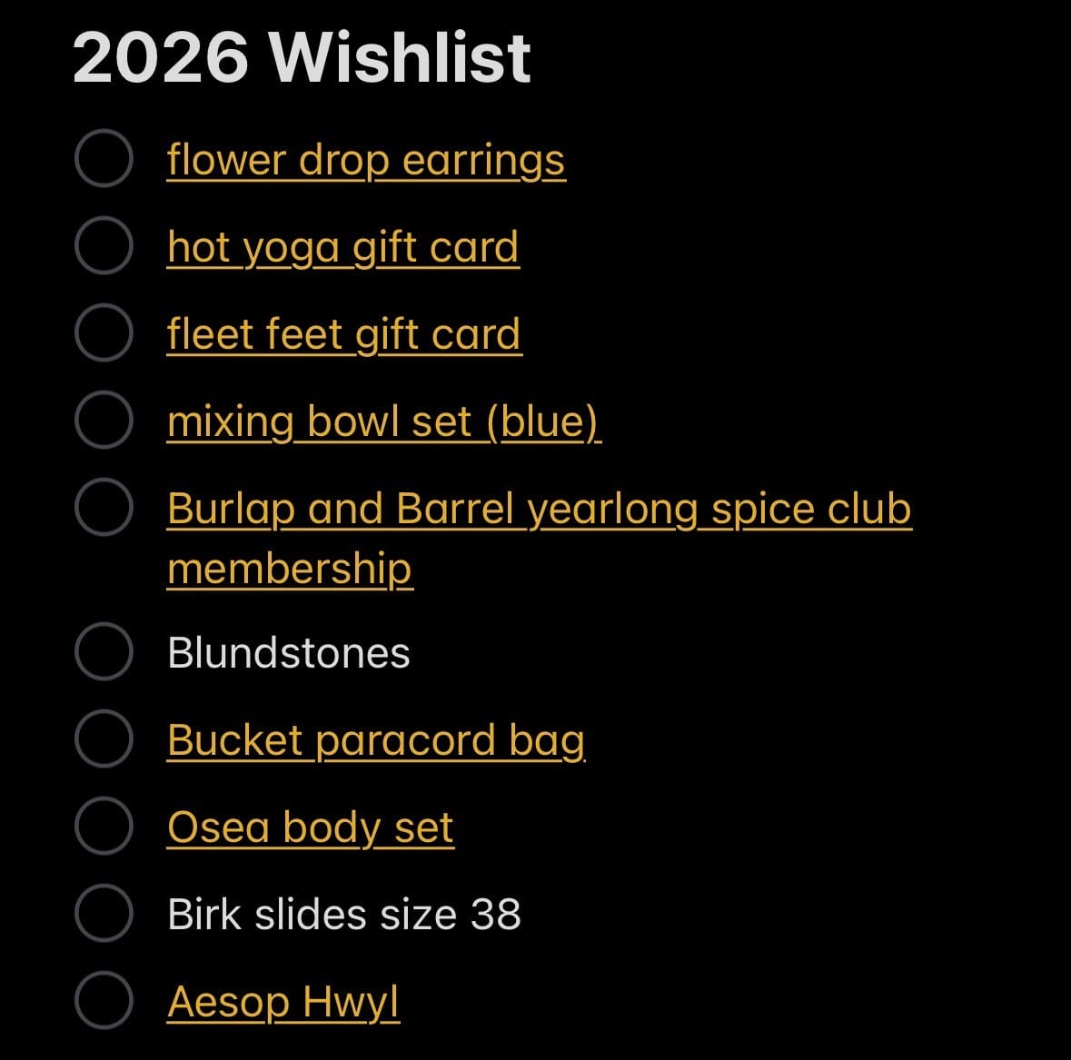keeping a list of  spendy things