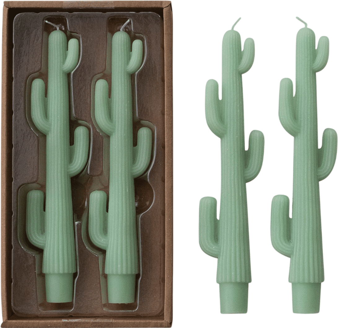 Unscented Cactus Shaped Taper Candles