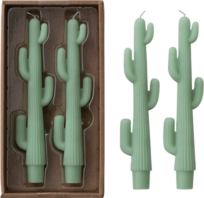 Unscented Cactus Shaped Taper Candles