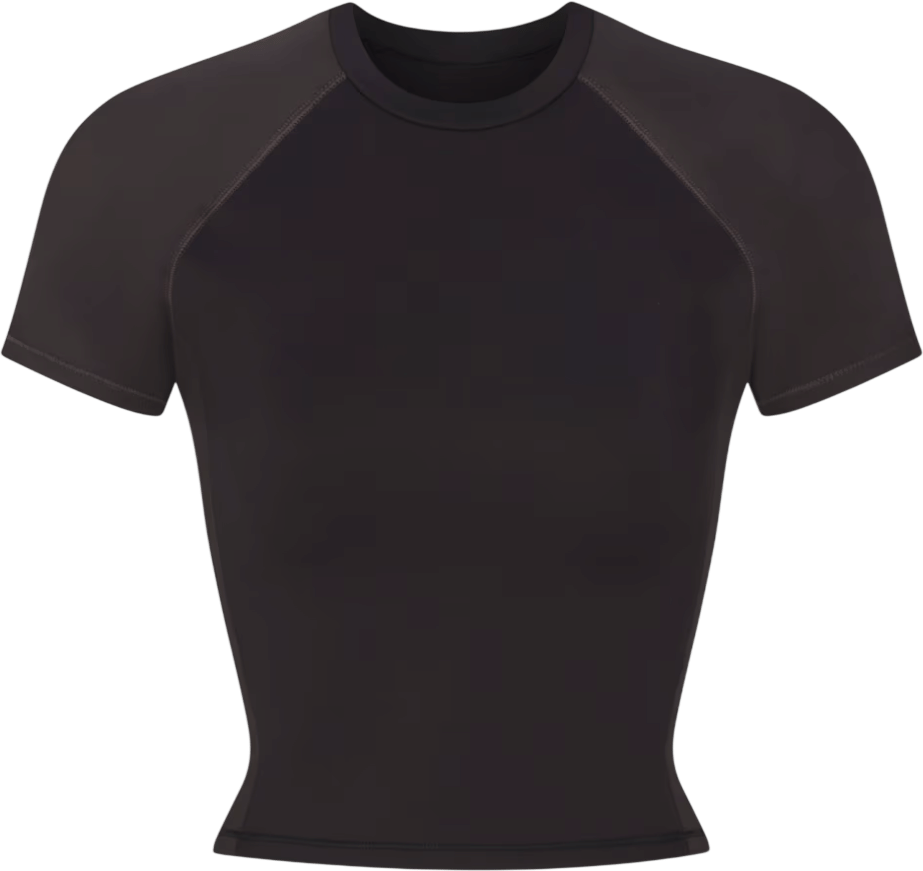 Matte Shine Mix Short-Sleeve Crop Top
