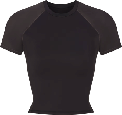 Matte Shine Mix Short-Sleeve Crop Top