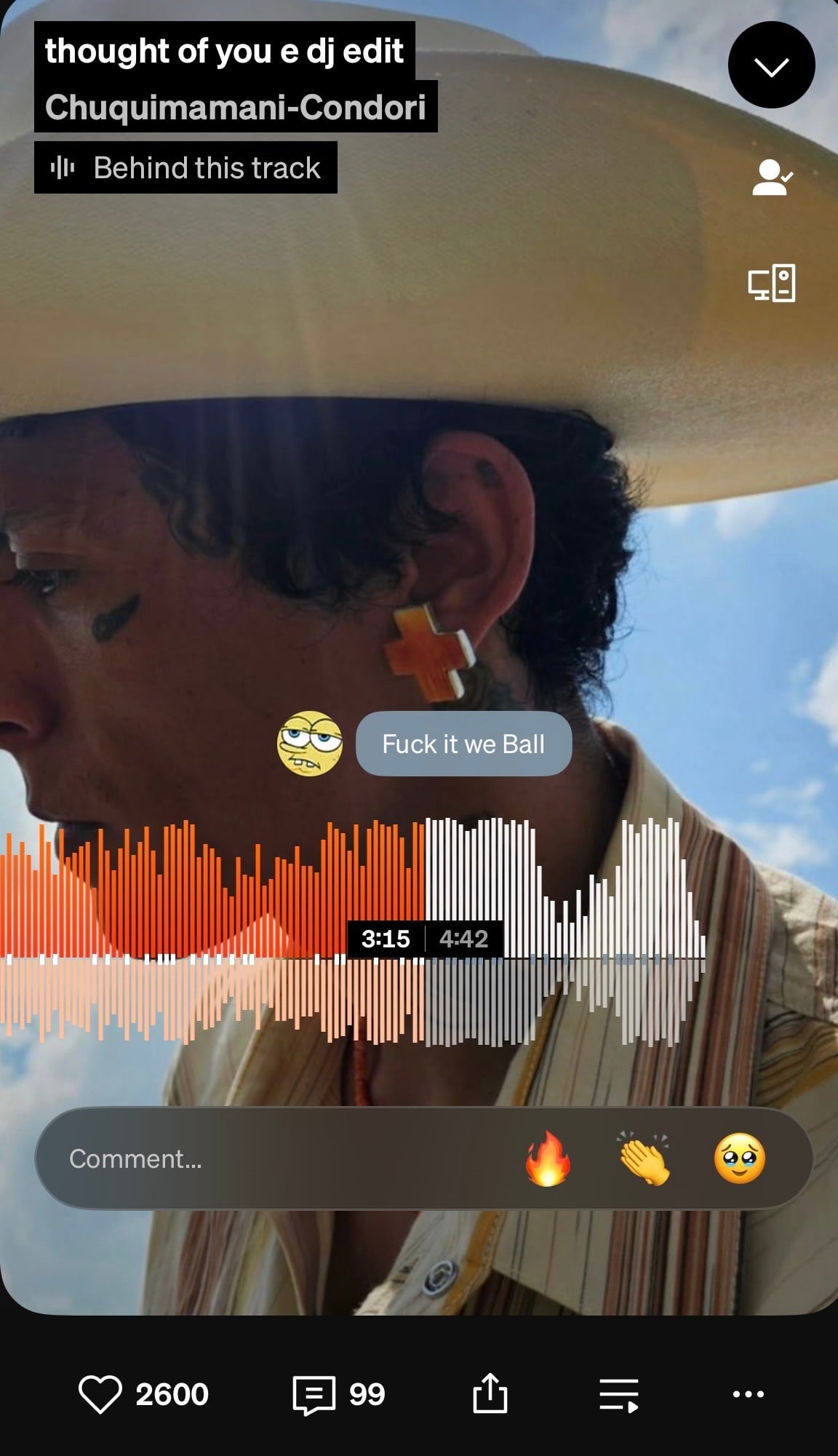 Watching comments float up on soundcloud
