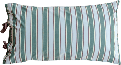 Pair of Cotton Pillowcases - Green & Blue Stripe