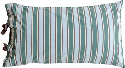 Pair of Cotton Pillowcases - Green & Blue Stripe
