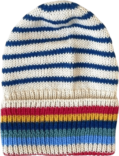 Alpaca Rainbow Striped Hat