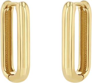 14k Gold Thick Large Oval Hinge Hoop Earrings