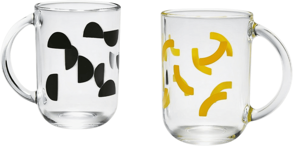 SKEDSTÖR mug, mixed colors yellow/black, 10 oz  - IKEA